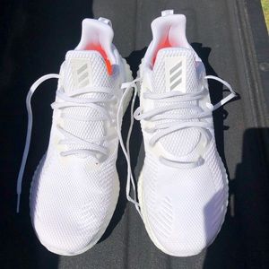 White Adidas alpha boost men’s tennis shoes